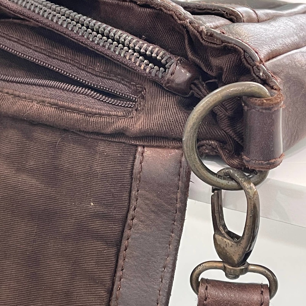 Brown Woven Leather Adjustable Strap Small Crossbody Purse Bag Distressed Travel - Picture 9 of 16